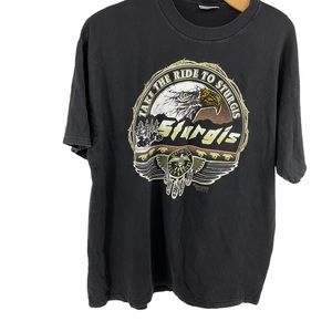 Hanes Black Short Sleeve Graphic Tee with Eagle Sturgis Design